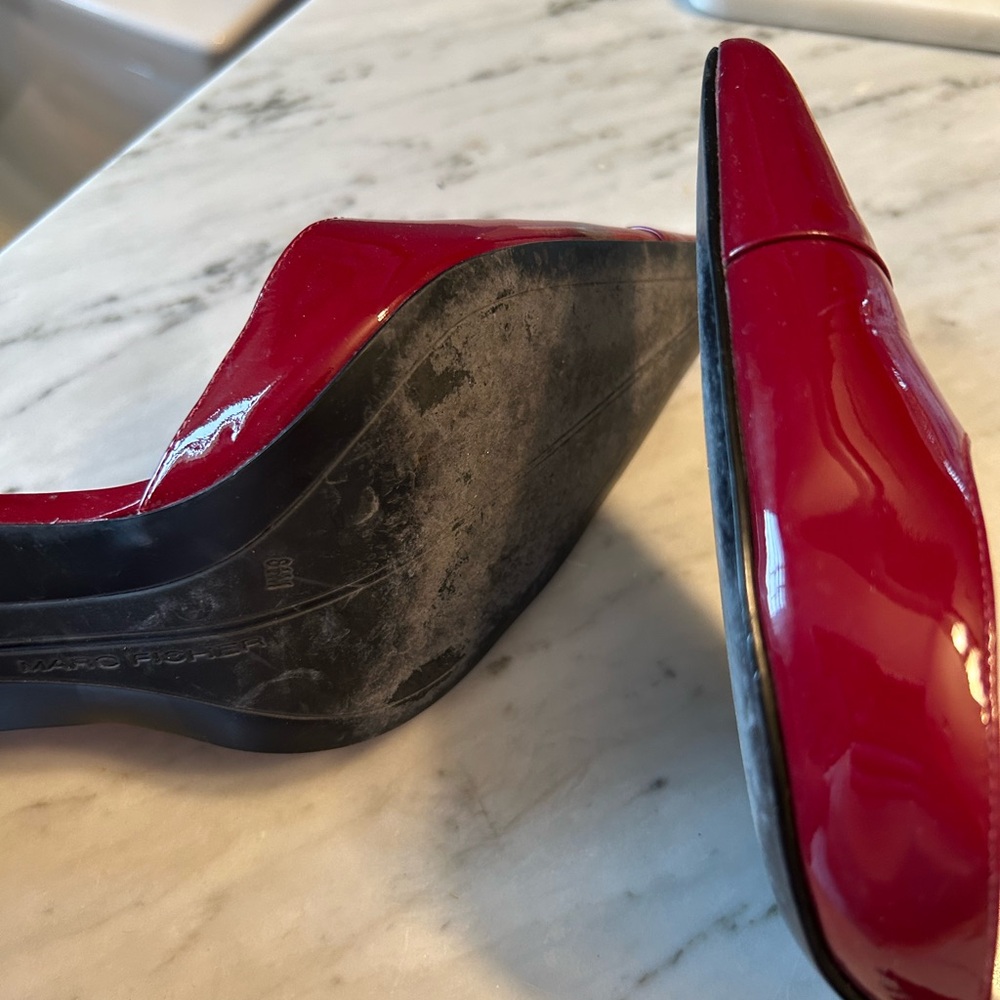 Marc Fisher Crimson Red Patent Leather Heels - Picture 6 of 8
